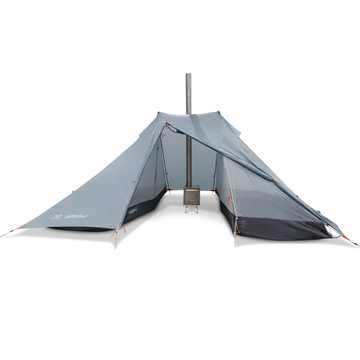 Argali Lehmi 3P Tent in Grey - rear exterior view of the pitched tent