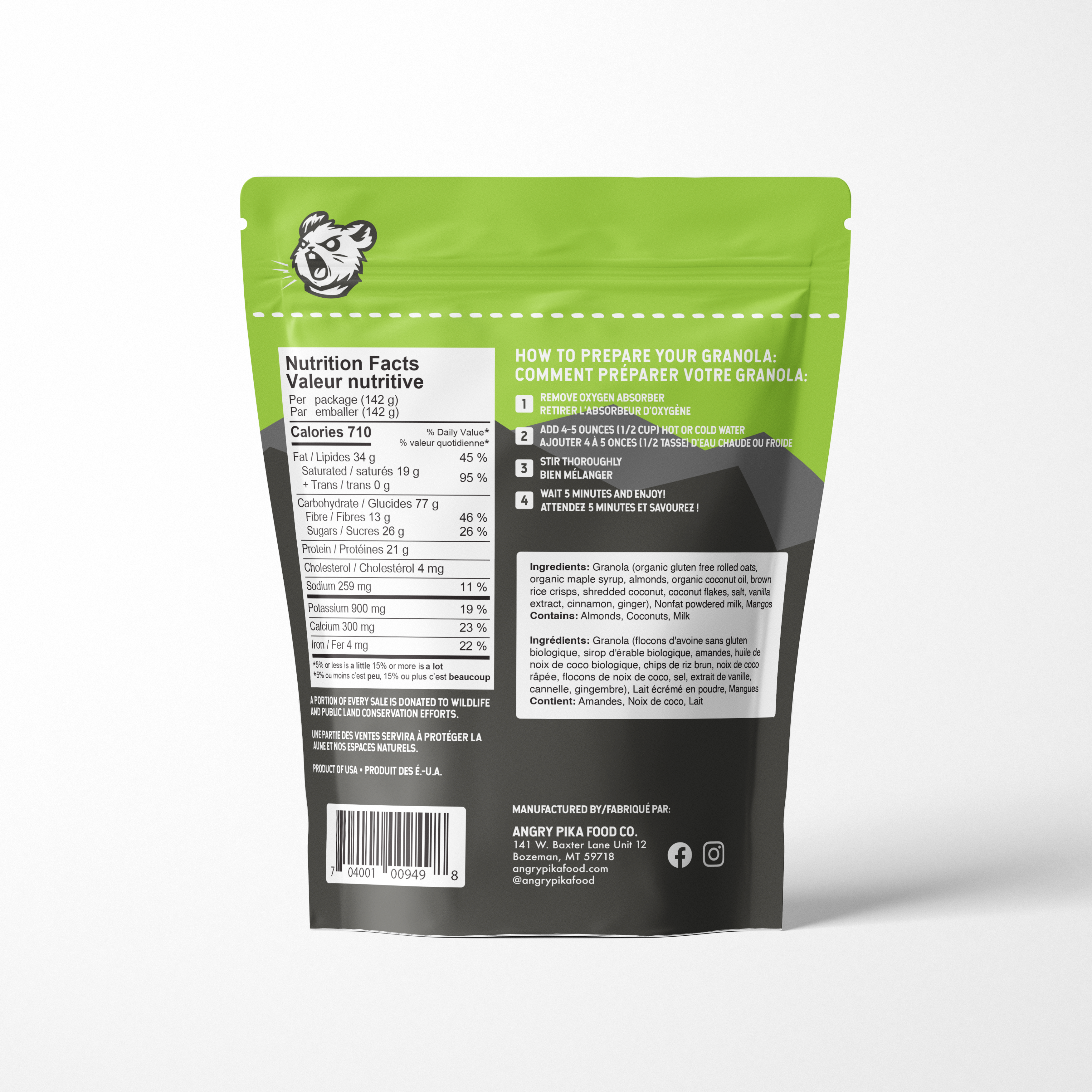 Angry Pika Food Co. Coconut Mango Breakfast Granola