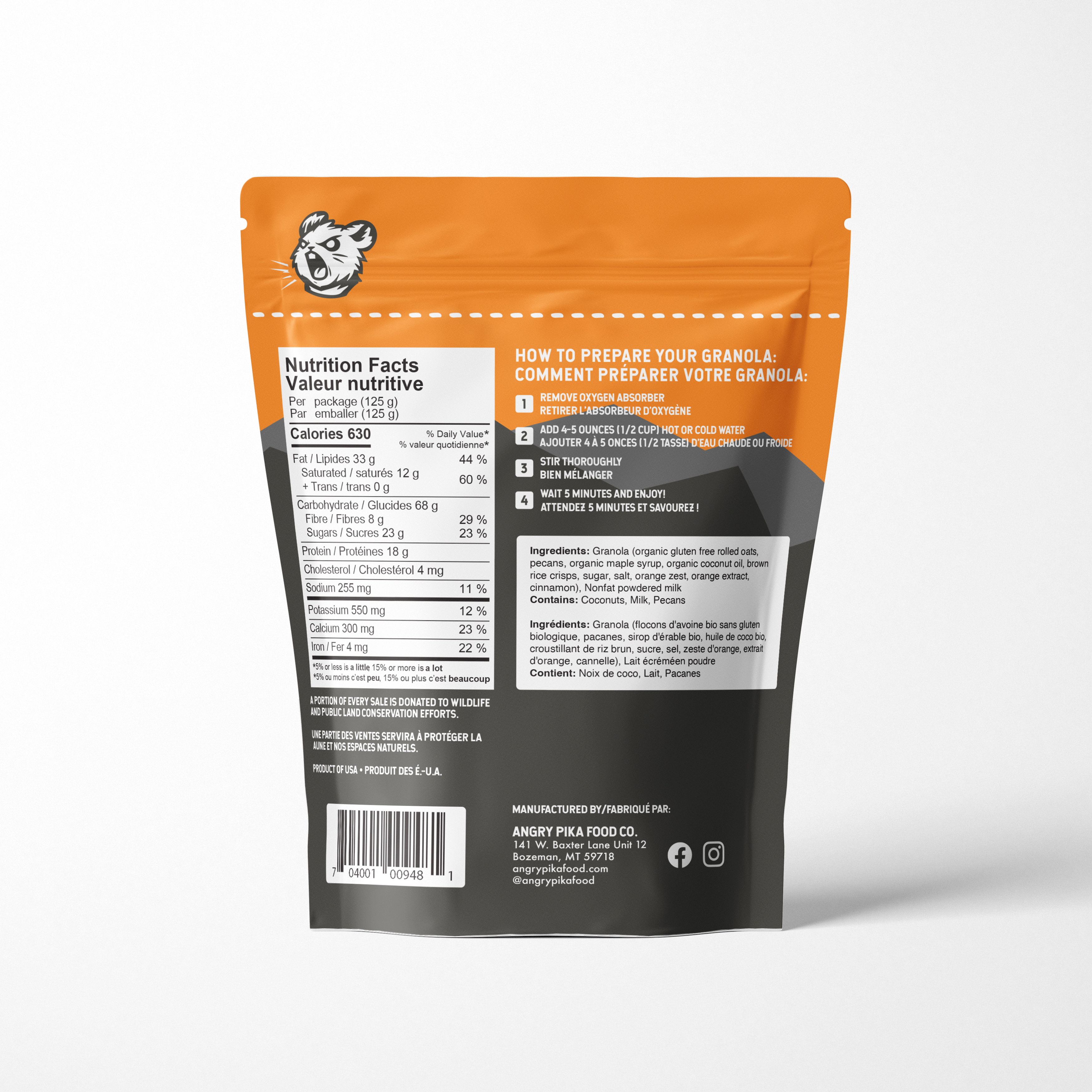 Angry Pika Food Co. Orange Pecan Breakfast Granola