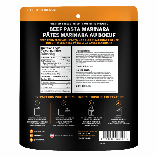 Peak Refuel Beef Pasta Marinara