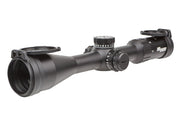 SIG SAUER Whiskey4 5-20x50mm FFP Riflescope in Black - three-quarter view of the non-illuminated riflescope with rings